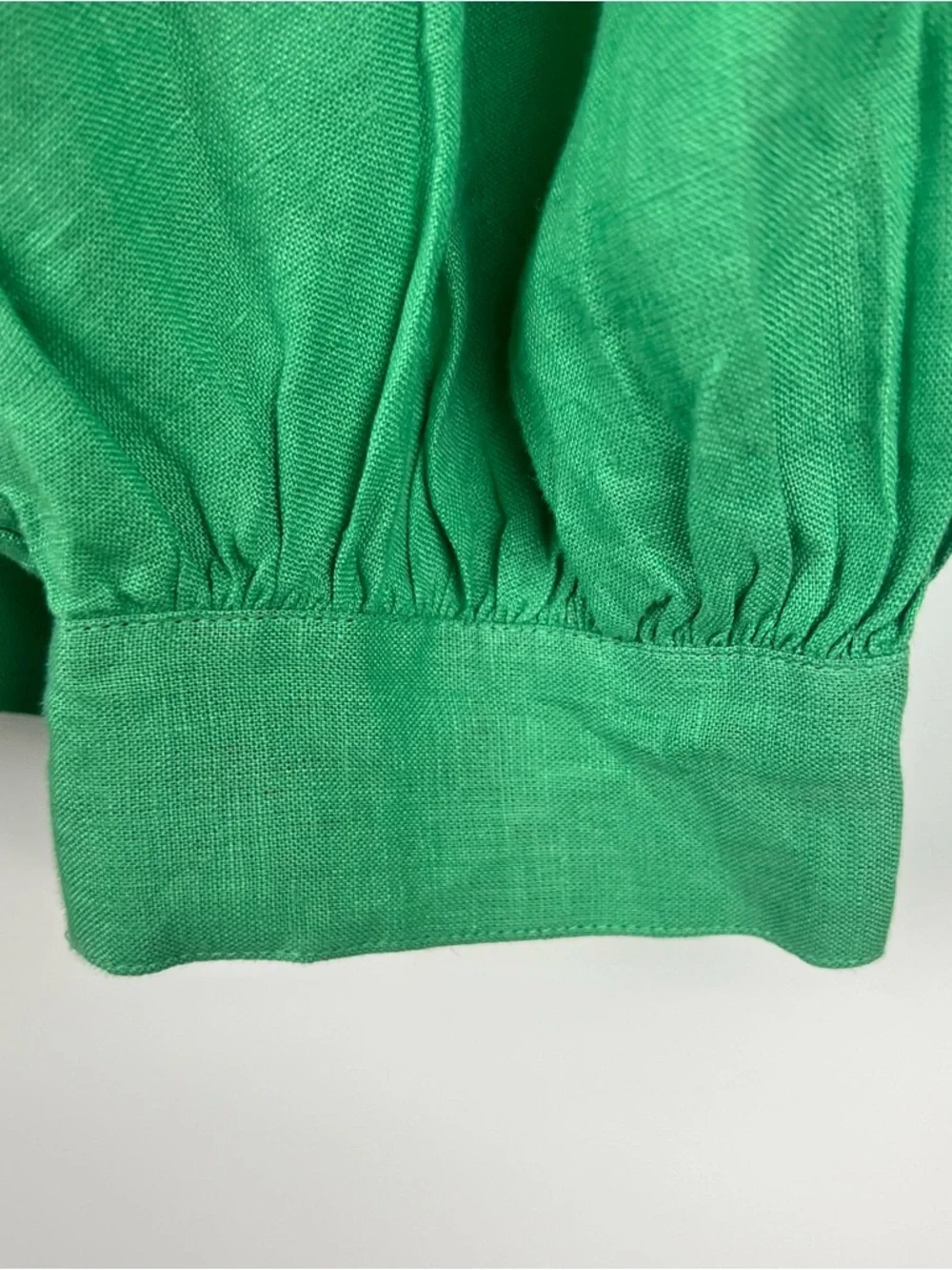 J. Crew 100% Linen Square Neck Button Front Blouse Coastal Summer Green 2022 XS
